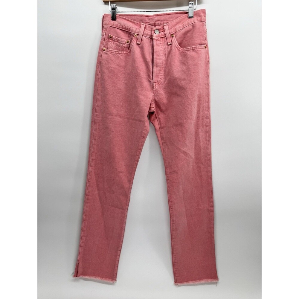 Levi's Fresh 501 Cherry Pink Straight Leg Denim Jeans Size 26 x 28 Womens